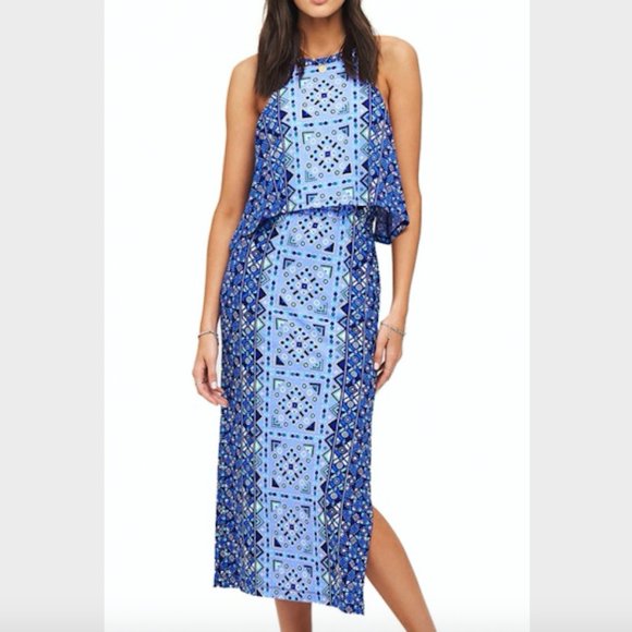 Tigerlily Dresses & Skirts - Tigerlily Blue Geometric Print Totem Midi Dress 8